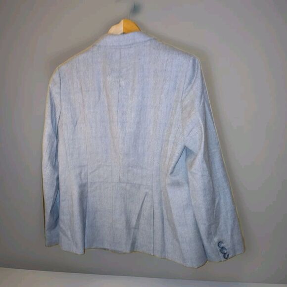 Talbots 2 Button Blazer Jacket Womens 12 Gray Wool Blend Fabric Woven In Italy - Picture 2 of 15